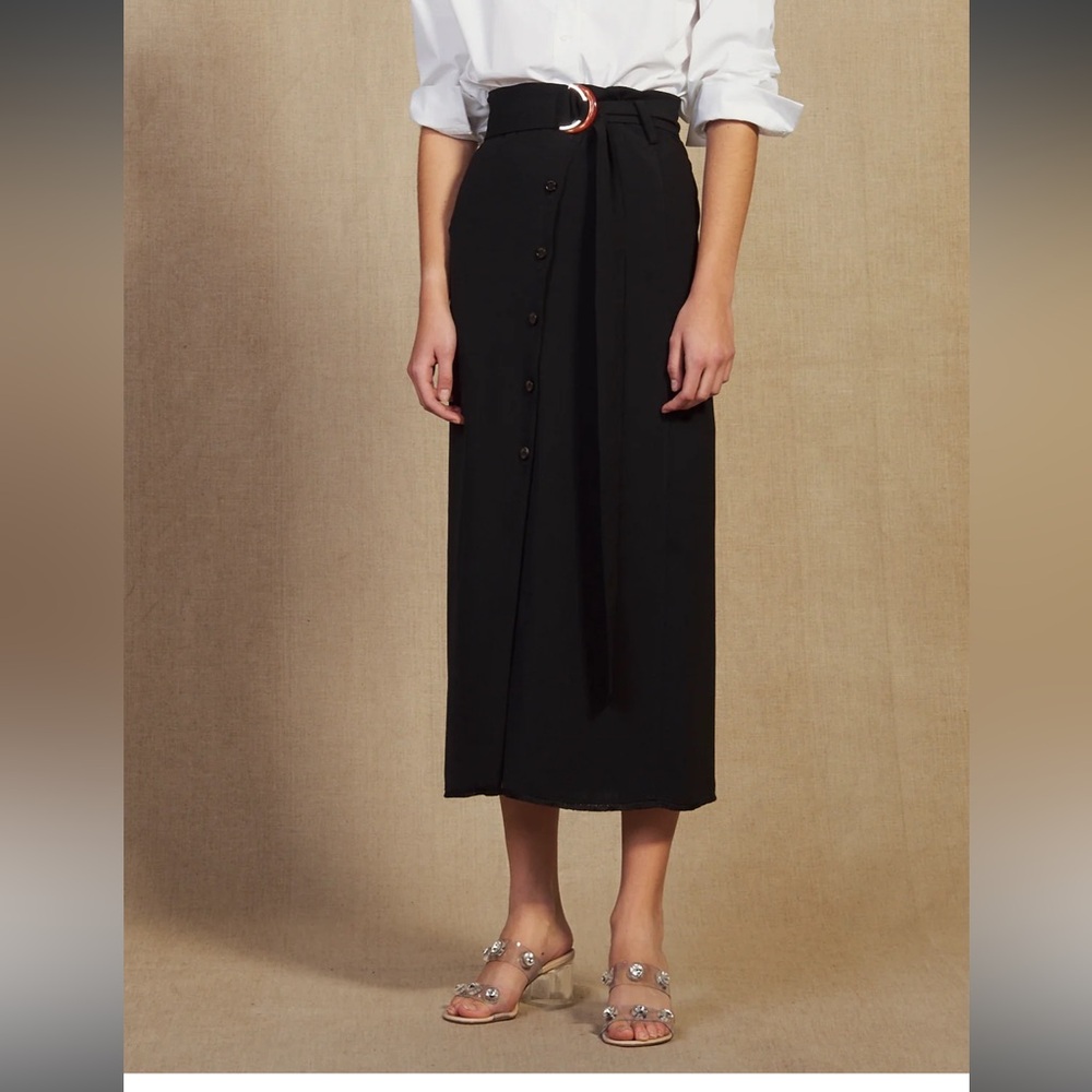 Sandro KELLAN BUTTONED-DOWN WOVEN SKIRT IN BLACK | Size 4